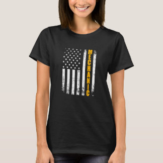 Mechanic American Flag Usa Patriotic Proud Funny M T-Shirt