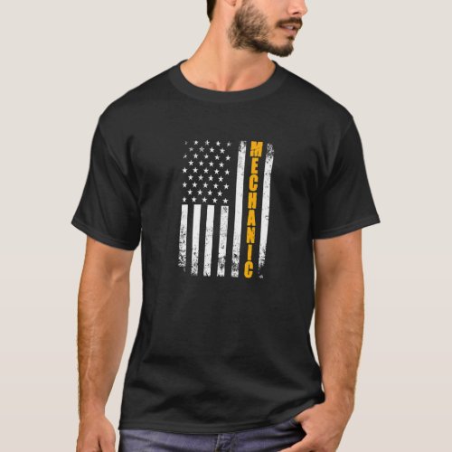 Mechanic American Flag Usa Patriotic Proud Funny M T_Shirt