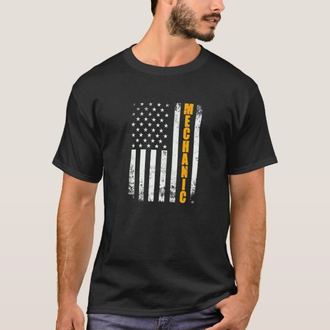 Mechanic American Flag Usa Patriotic Proud Funny M T-Shirt (Front)