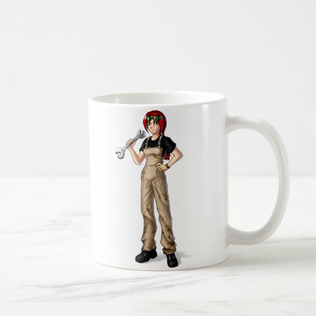 Mechanic Anime Girl Coffee Mug (Right)