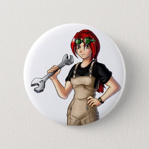 Mechanic Anime Girl Pinback Button