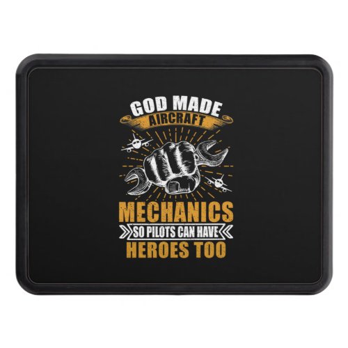 Mechanic Art  God Made Aircraft Mechanics Hitch Cover