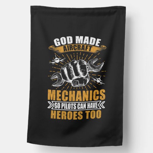 Mechanic Art  God Made Aircraft Mechanics House Flag