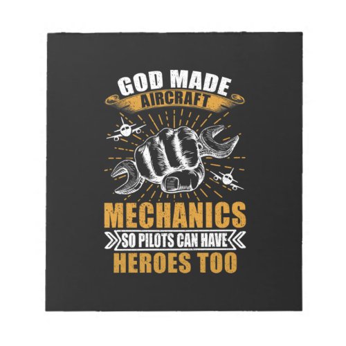 Mechanic Art  God Made Aircraft Mechanics Notepad