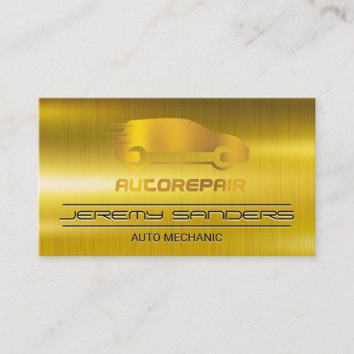 Mechanic   Auto Logo  Gold Metallic Business Card