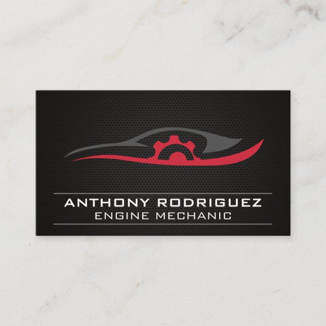 Mechanic Auto Repair Logo | Carbon Fiber Business Card (Front)
