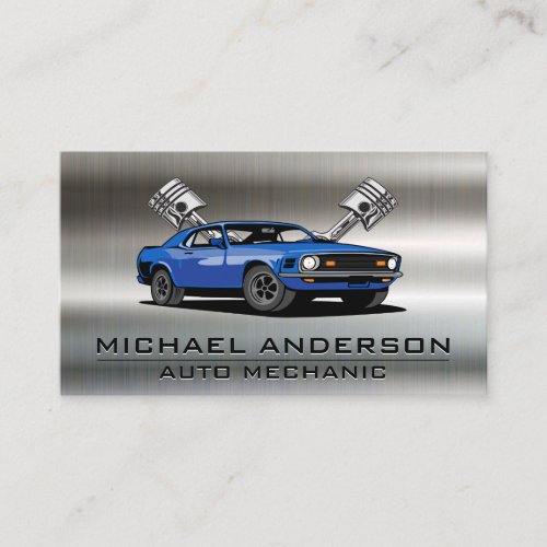 Mechanic  Auto Repair Logo  Pistons  Muscle Car Business Card