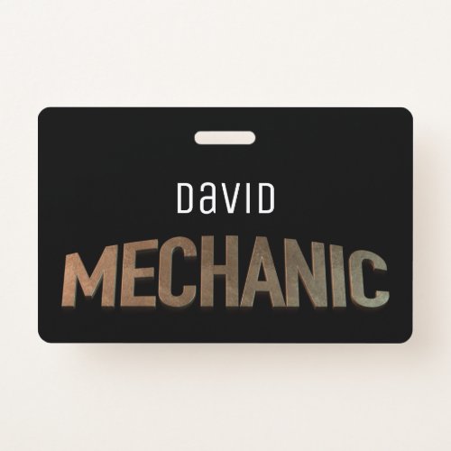 Mechanic auto repair metal typography badge