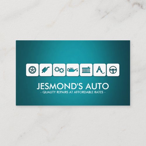 Mechanic Auto Repair with Icons Business Card