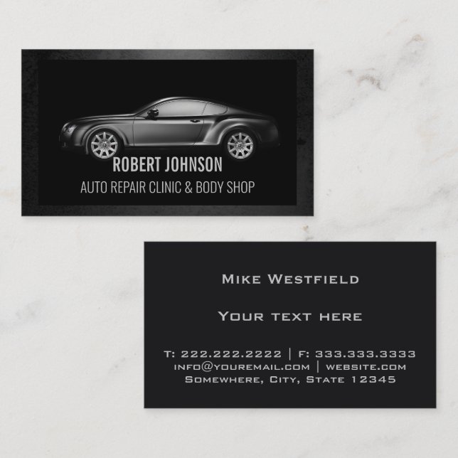 Mechanic Automotive Black Fast Repair Center  Business Card (Front/Back)