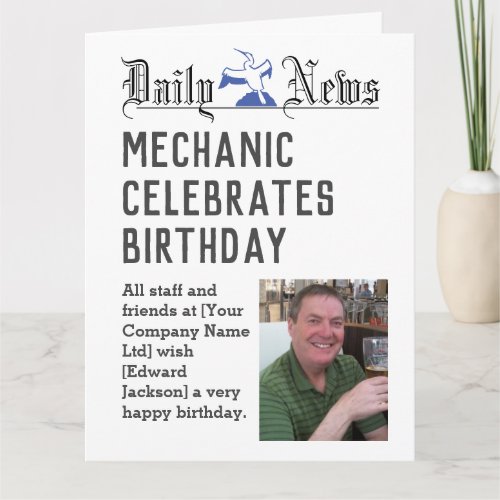 Mechanic Birthday Card to Personalize