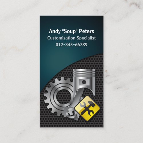 Mechanic Business Card Piston and Gear