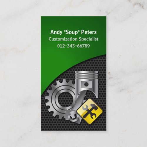 Mechanic Business Card Piston and Gear