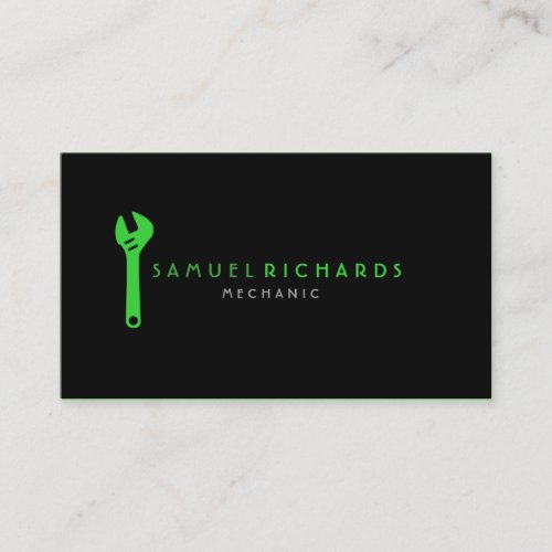 Mechanic Business Card Simple Wrench Silhouette