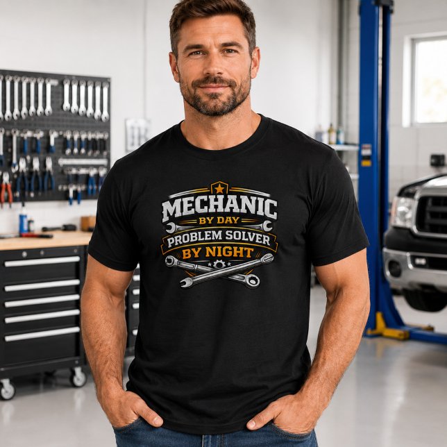Mechanic By Day Problem Solver By Night T-Shirt (Creator Uploaded)