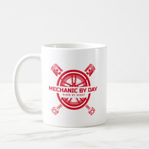 Mechanic by day rider by night coffee mug