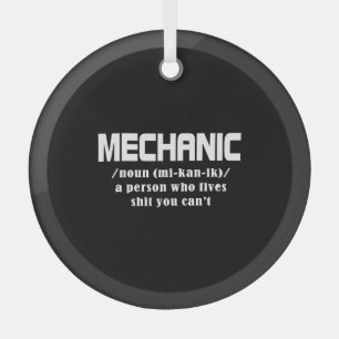 Mechanic Christmas Glass Ornament