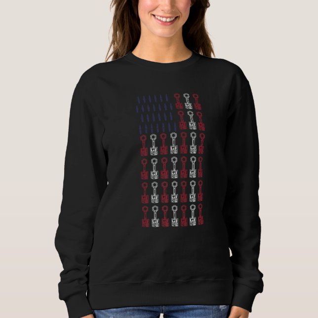 Mechanic Connecting Rod And Spark Plugs American F Sweatshirt (Front)