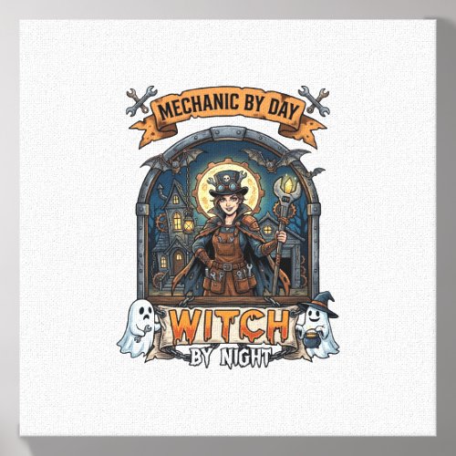 Mechanic Day Witch Night Halloween Steampunk Woman Canvas Photo Tile