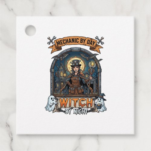 Mechanic Day Witch Night Halloween Steampunk Woman Favor Tags