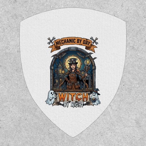 Mechanic Day Witch Night Halloween Steampunk Woman Patch