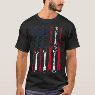 Mechanic Flag 4th Of July  Patriotic Mechanic USA  T-Shirt
