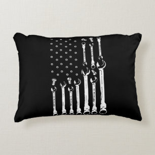 Mechanic Flag American Patriotic Flag Car Mechanic Accent Pillow
