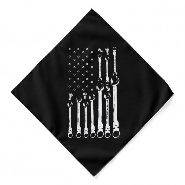 Mechanic Flag American Patriotic Flag Car Mechanic Bandana (Front)