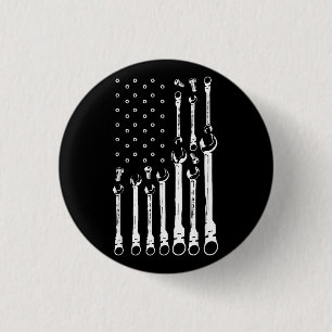 Mechanic Flag American Patriotic Flag Car Mechanic Button