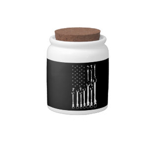 Mechanic Flag American Patriotic Flag Car Mechanic Candy Jar