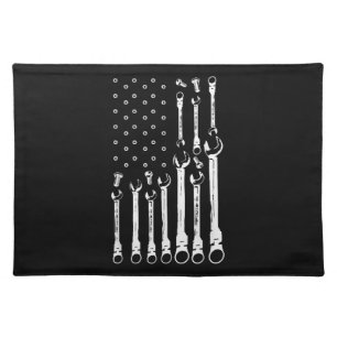 Mechanic Flag American Patriotic Flag Car Mechanic Cloth Placemat