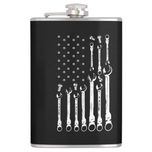 Mechanic Flag American Patriotic Flag Car Mechanic Flask