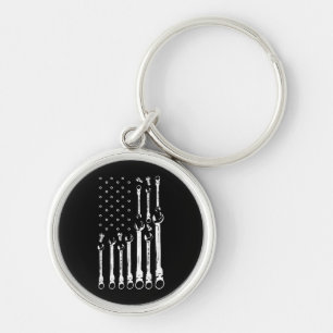 Mechanic Flag American Patriotic Flag Car Mechanic Keychain