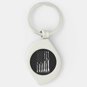 Mechanic Flag American Patriotic Flag Car Mechanic Keychain
