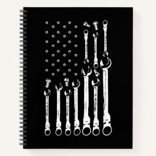 Mechanic Flag American Patriotic Flag Car Mechanic Notebook