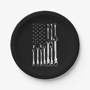 Mechanic Flag American Patriotic Flag Car Mechanic Paper Plates