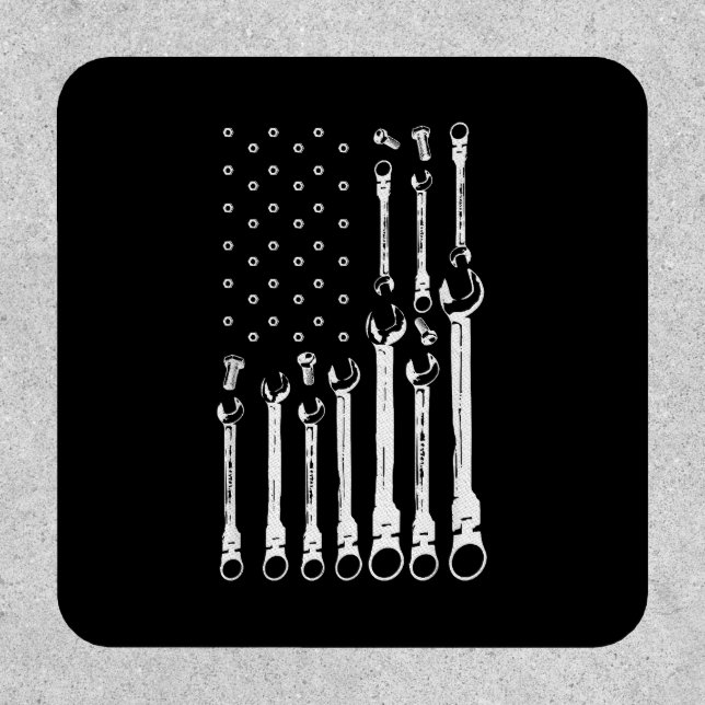 Mechanic Flag American Patriotic Flag Car Mechanic Patch (Front)