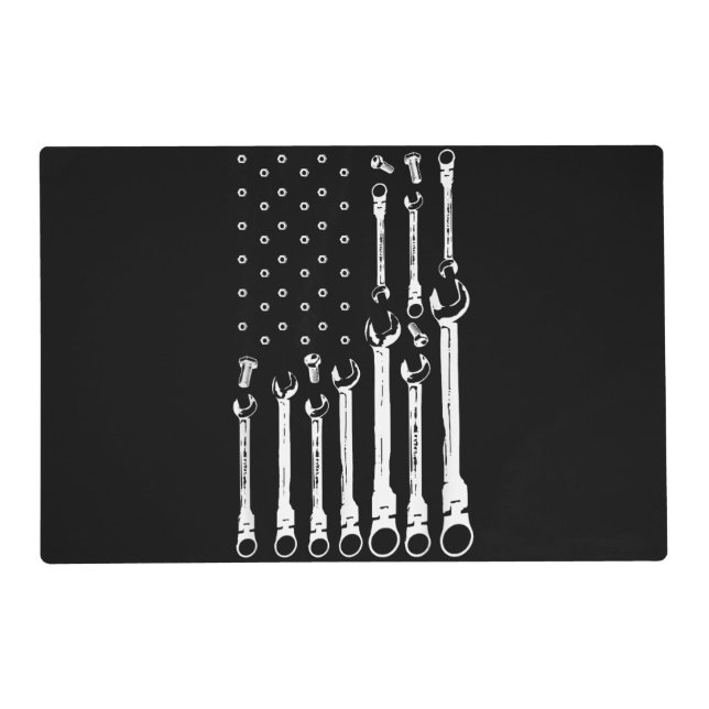 Mechanic Flag American Patriotic Flag Car Mechanic Placemat (Front)