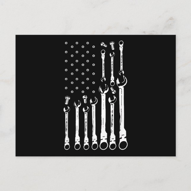 Mechanic Flag American Patriotic Flag Car Mechanic Postcard (Front)