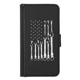 Mechanic Flag American Patriotic Flag Car Mechanic Samsung Galaxy S5 Wallet Case
