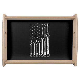 Mechanic Flag American Patriotic Flag Car Mechanic Serving Tray