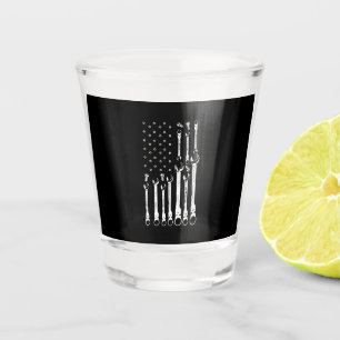Mechanic Flag American Patriotic Flag Car Mechanic Shot Glass