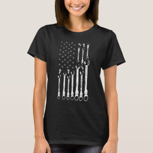 Mechanic Flag Patriotic American Car Mechanic Usa  T-Shirt