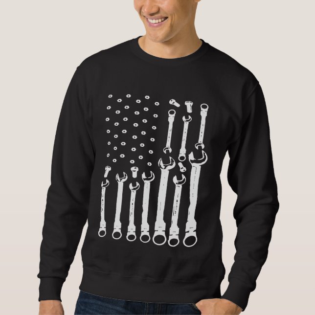 Mechanic Flag  Patriotic Mechanic Usa Flag   Sweatshirt (Front)