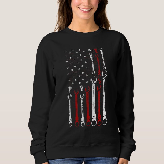 Mechanic Flag Patriotic Mechanic Usa Flag Sweatshirt (Front)