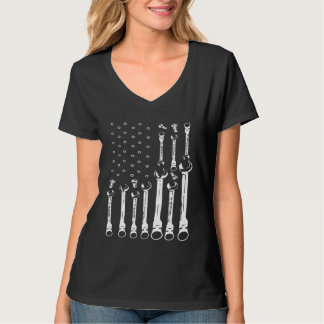 Mechanic Flag  Patriotic Mechanic Usa Flag    T-Shirt