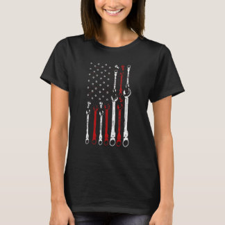 Mechanic Flag Patriotic Mechanic Usa Flag T-Shirt