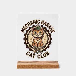 Mechanic Garage Cat POD Vector Art - Mechanic Gara Acrylic Sign