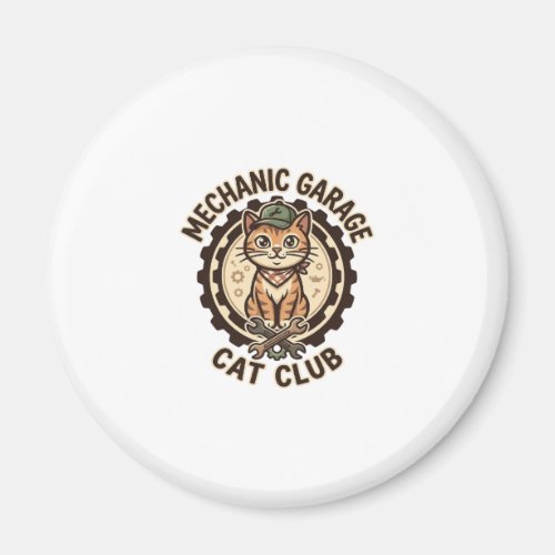 Mechanic Garage Cat POD Vector Art - Mechanic Gara Magnet