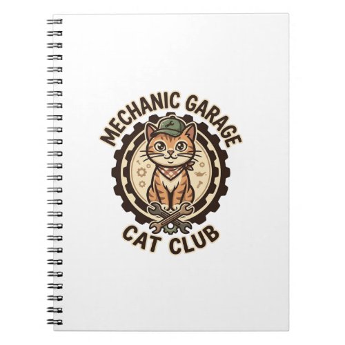 Mechanic Garage Cat POD Vector Art - Mechanic Gara Notebook